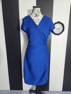 Joseph Ribkoff Cobalt Blue Textured Wrap-Style Midi Dress